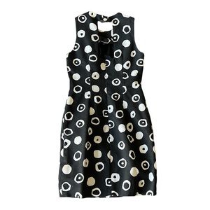 Vintage Kenar Studio Geometric Circle Print Black and White Fitted Dress 4P